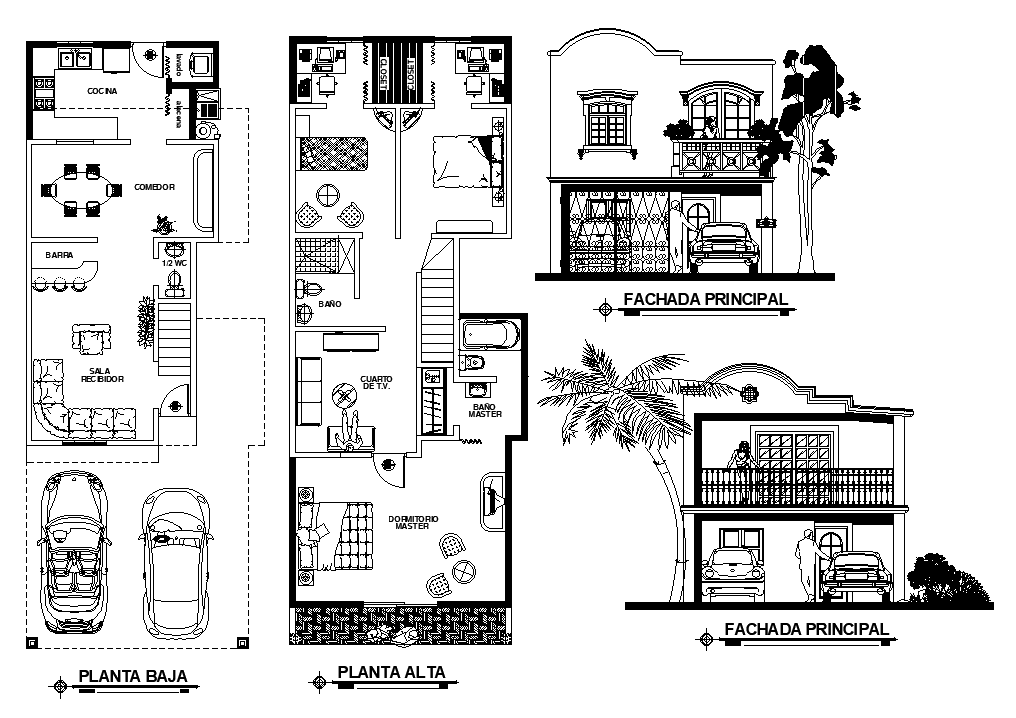 6x16 house plan is given in this Autocad drawing file. Download now.