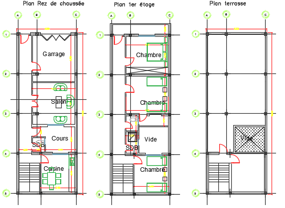 6x16m architecture two story house plan AutoCAD 2D DWG drawing