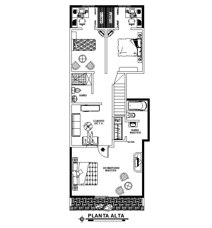 6x16m first floor house plan is given in this Autocad drawing file. Download now.