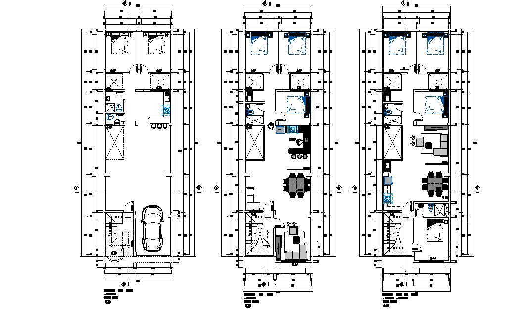 6x20m house plan has been given in this Autocad drawing file. Download now.