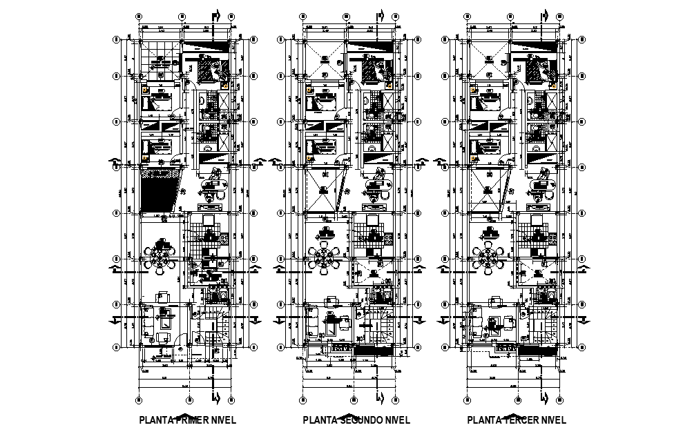 6x20m house plan is given in this Autocad drawing file. Download now.