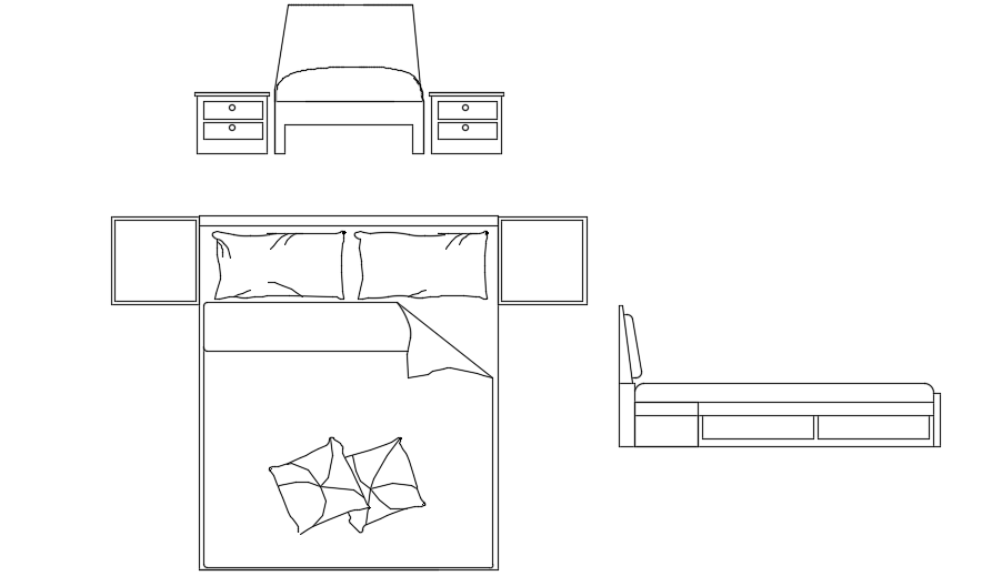 6x6 Bed Plan AutoCAD Drawing Bedroom CAD File Download