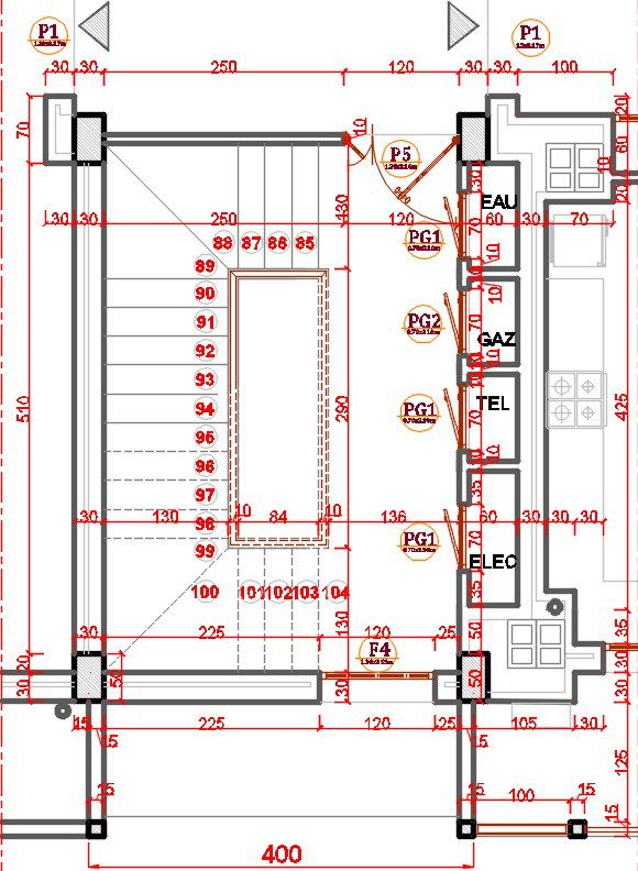 6x6m staircase plan 2D AutoCAD drawing is given