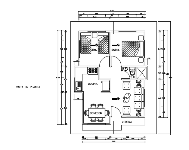 6x8m architecture residential house plan AutoCAD drawing