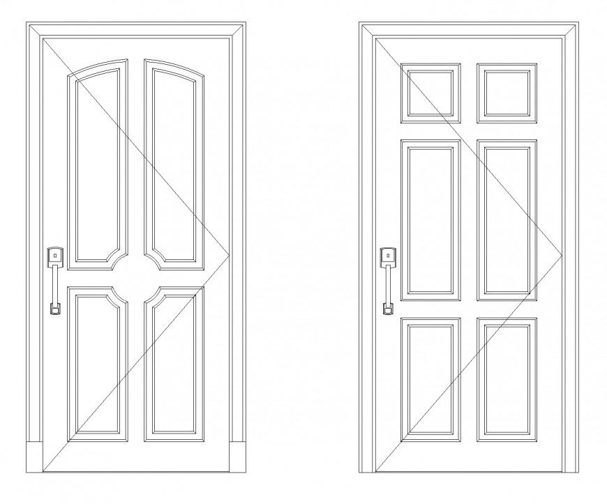 7’-0” feet height door elevation detail dwg file