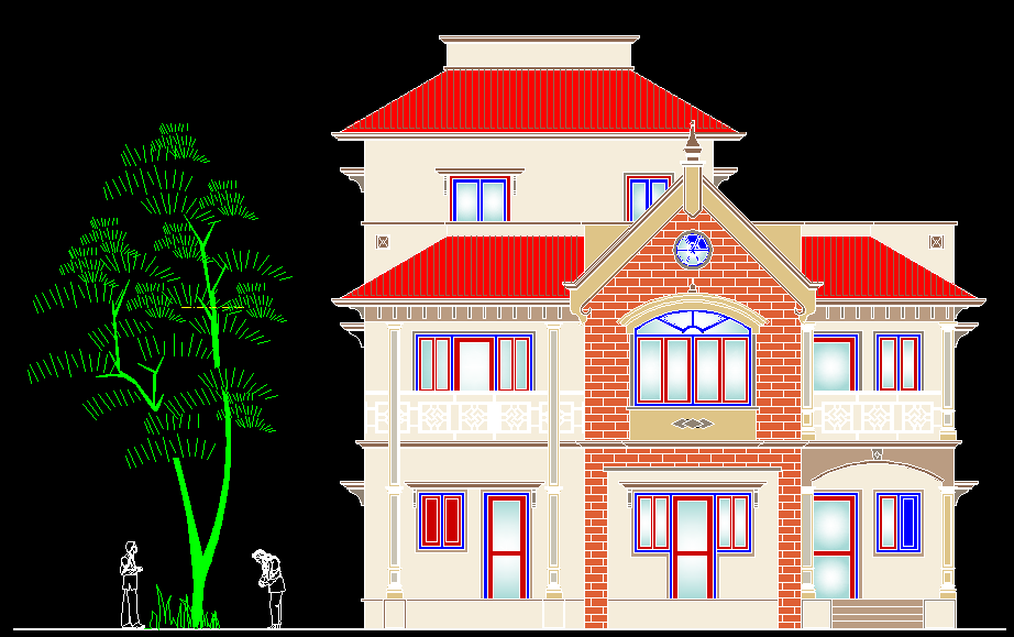 Modern Bungalow CAD Drawing in DWG File for Architecture Design