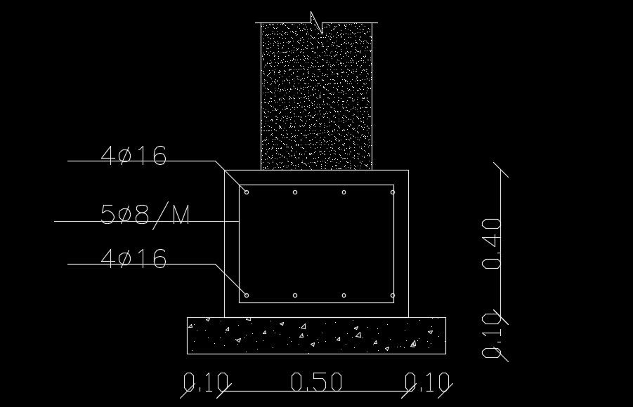 700mm length of the footing cum column section view