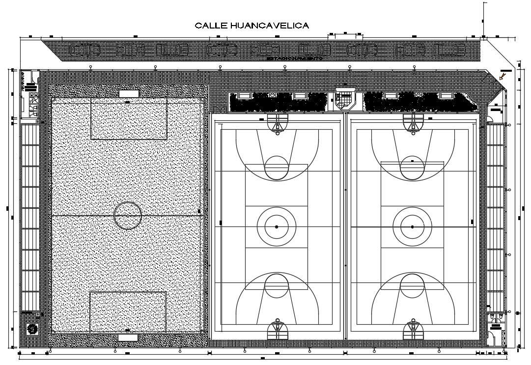 70X40m sports plan is given in this Autocad drawing file.Download now.