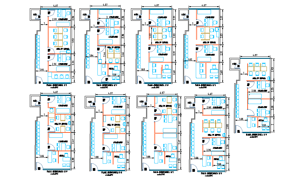Doctors Office Detail Plan with Multiple Room Layout Options DWG