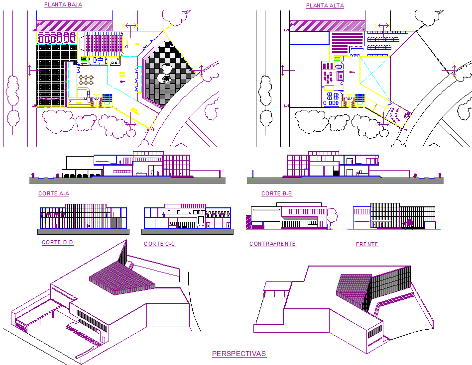 Library and Cultural Center AutoCAD DWG Design with Full Layout
