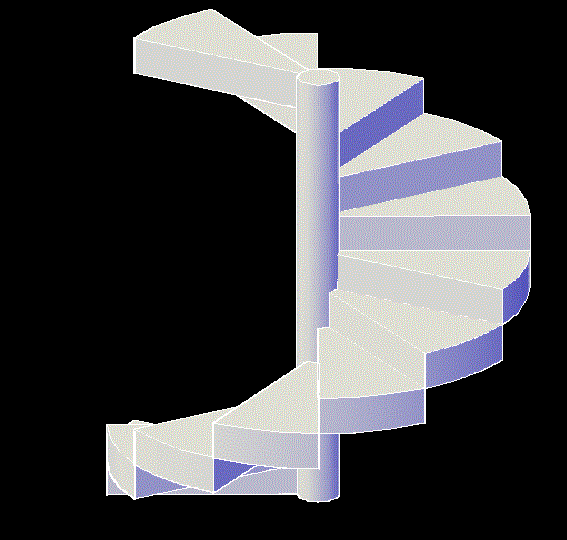 3D Circular Stair AutoCAD DWG File with Rendered Step Design