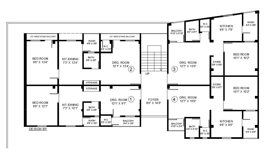 71’x35’ first floor house plan is given in this AutoCAD drawing model. Download the Autocad model.