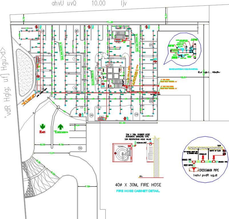 72x35m restaurant building fire hose cabinet detail drawing
