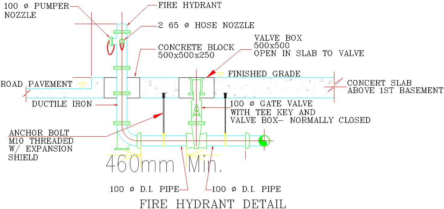 72x35m restaurant building fire hydrant detail drawing