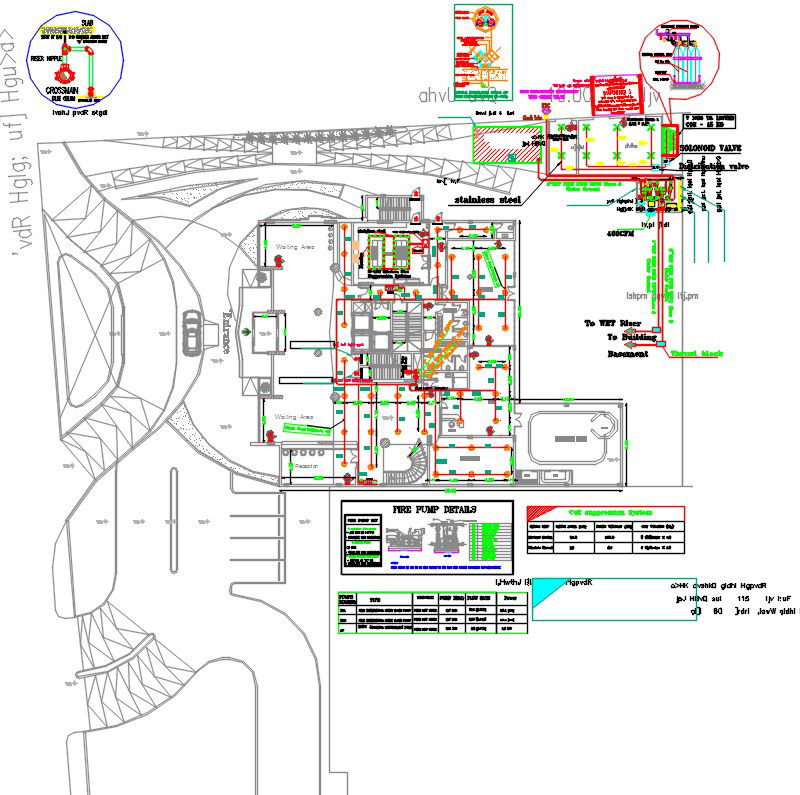 72x35m restaurant building fire pump detail drawing