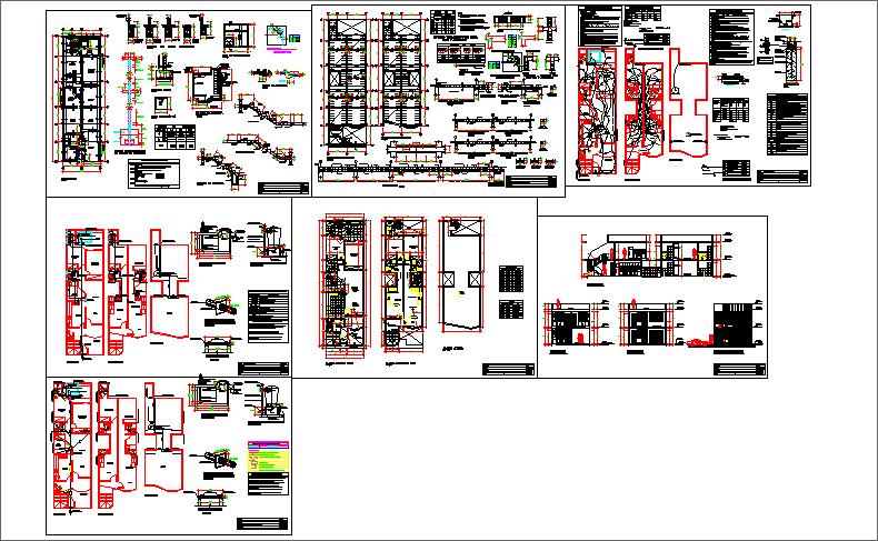 Multi Family House Design with Floor Plans and Section Details DWG