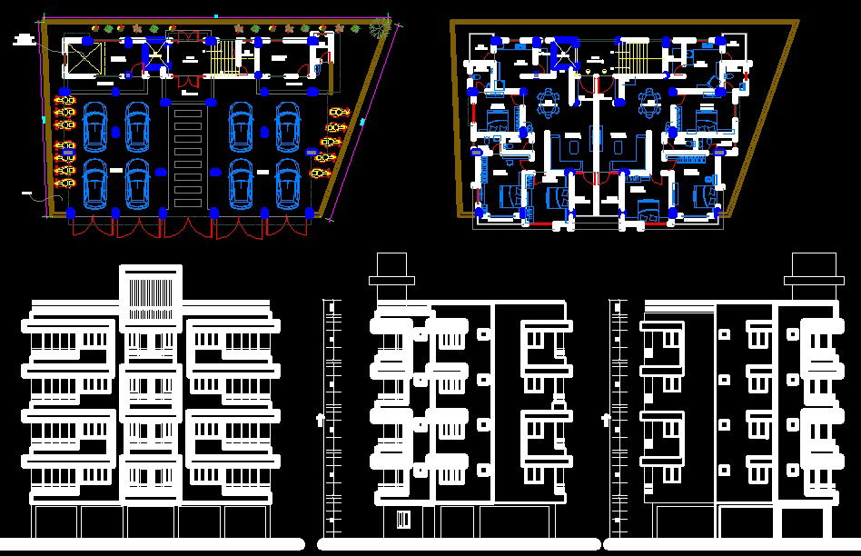 3 BHK Apartment CAD Drawing in AutoCAD for Residential Design