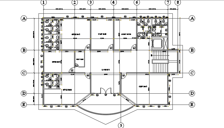 73’x47’ office room first floor plan 2d AutoCAD drawing is given in this file