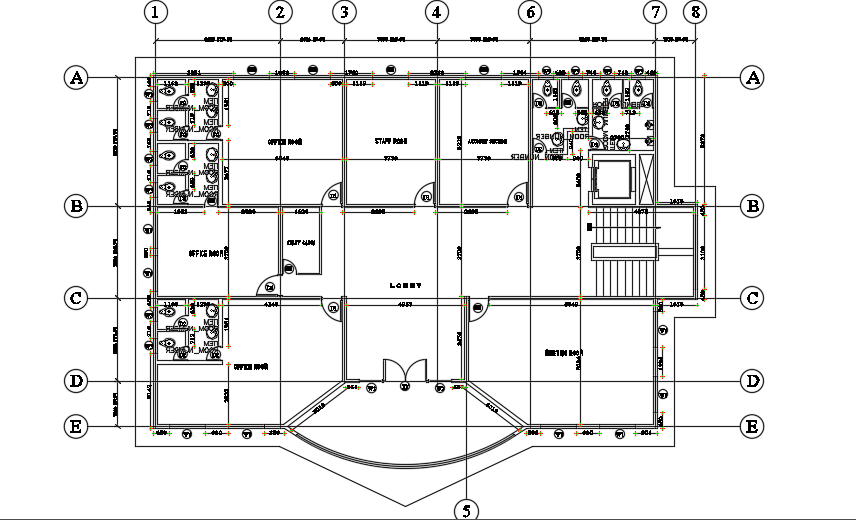 73’x47’ office room second floor plan 2d AutoCAD drawing is given in this file