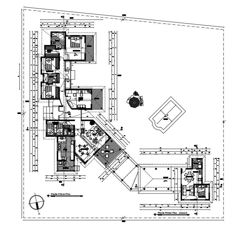 73’x73’ house plan is given in this Autocad drawing file. Download now.