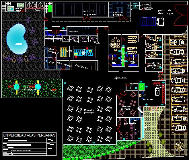 Restaurant CAD Drawing with Furniture Layout and Master Plan