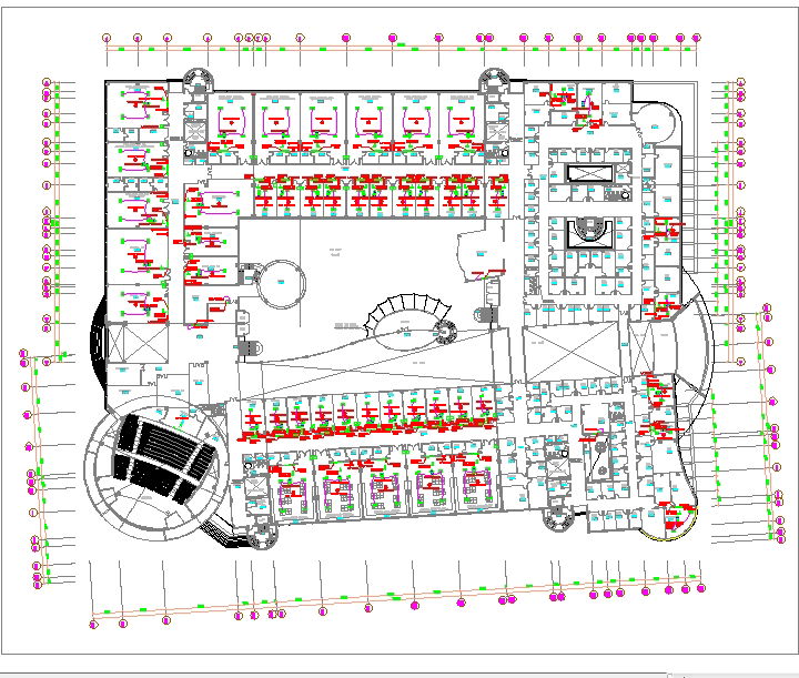 Electrical floor layout plan of commercial building in DWG file