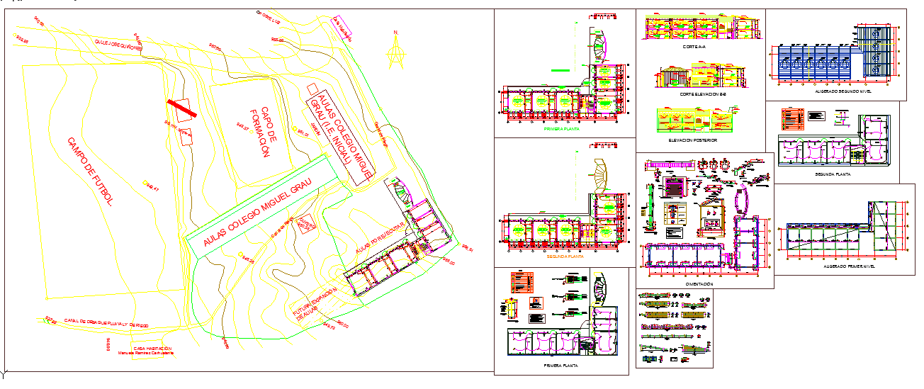 College Project DWG File with Complete Floor Plan and Elevation Design