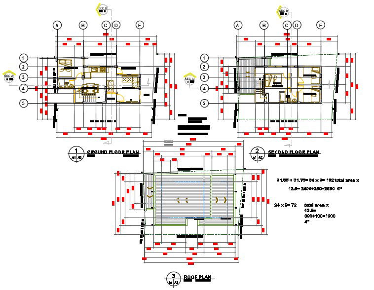 75 Sq Meter House Center Line Plan Drawing DWG File