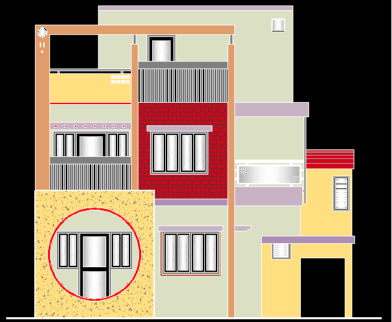 Residential Bungalow CAD Drawing with Front Elevation Detailing