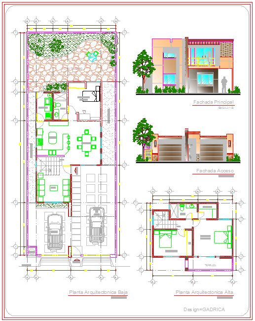 Modern House Design CAD Drawing with Floor Plans and Elevations