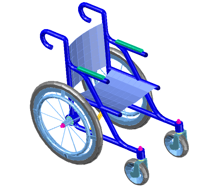 3D Wheelchair AutoCAD DWG File with Complete Rendered Design