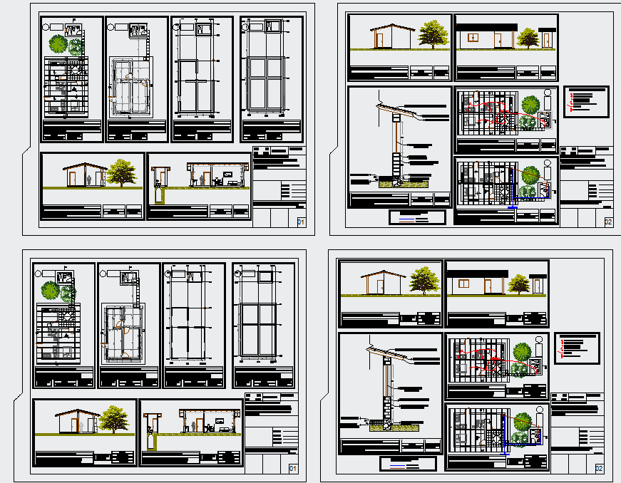 Rural House AutoCAD DWG File with Plan Section and Elevation