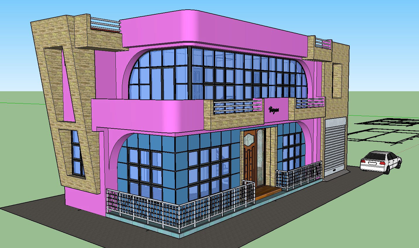 3 Room Sketchup modern house plan