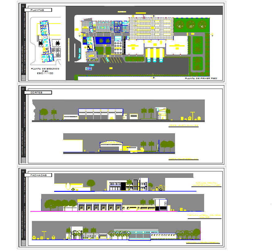 Metallic Profiles Industry AutoCAD Layout with Sections and Elevations