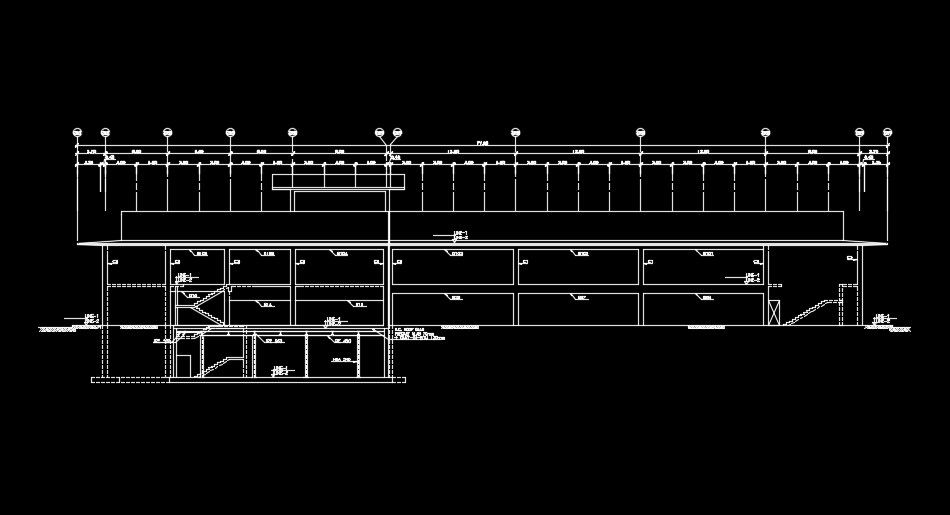 77m length of the mosque building section view