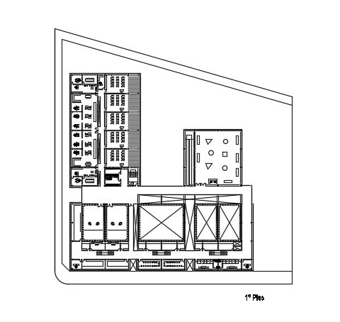 78x88m second floor Television office plan AutoCAD drawing