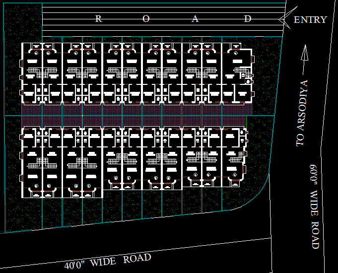 1 BHK Row House AutoCAD File with Complete 2D Floor Layout Drawings