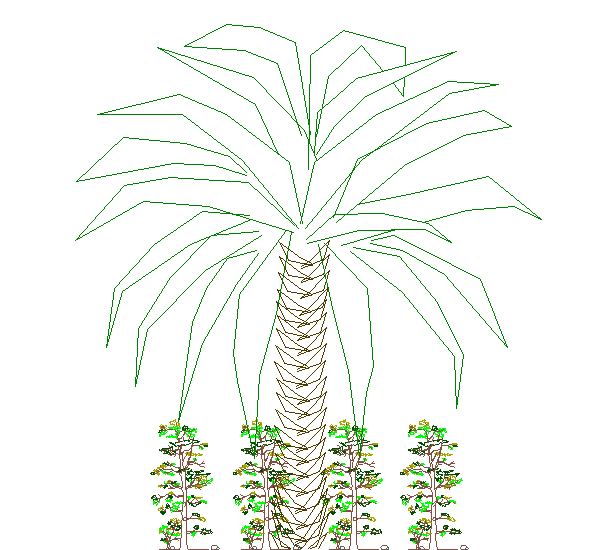 Tree AutoCAD DWG with 3D Front View and Detailed CAD Block Design