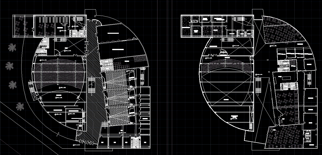 Auditorium Design AutoCAD File with Conceptual and Layout Plans