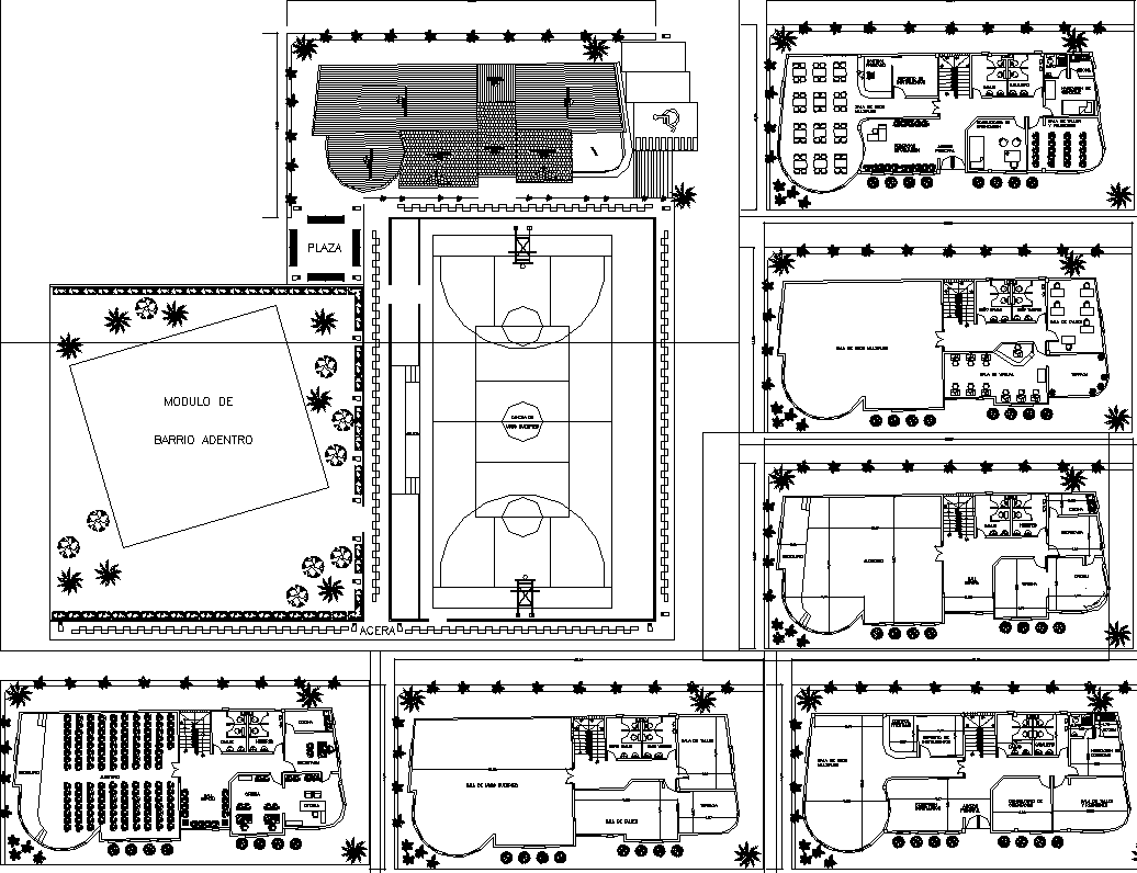 Stadium AutoCAD DWG File with Complete Floor Plans and Layouts