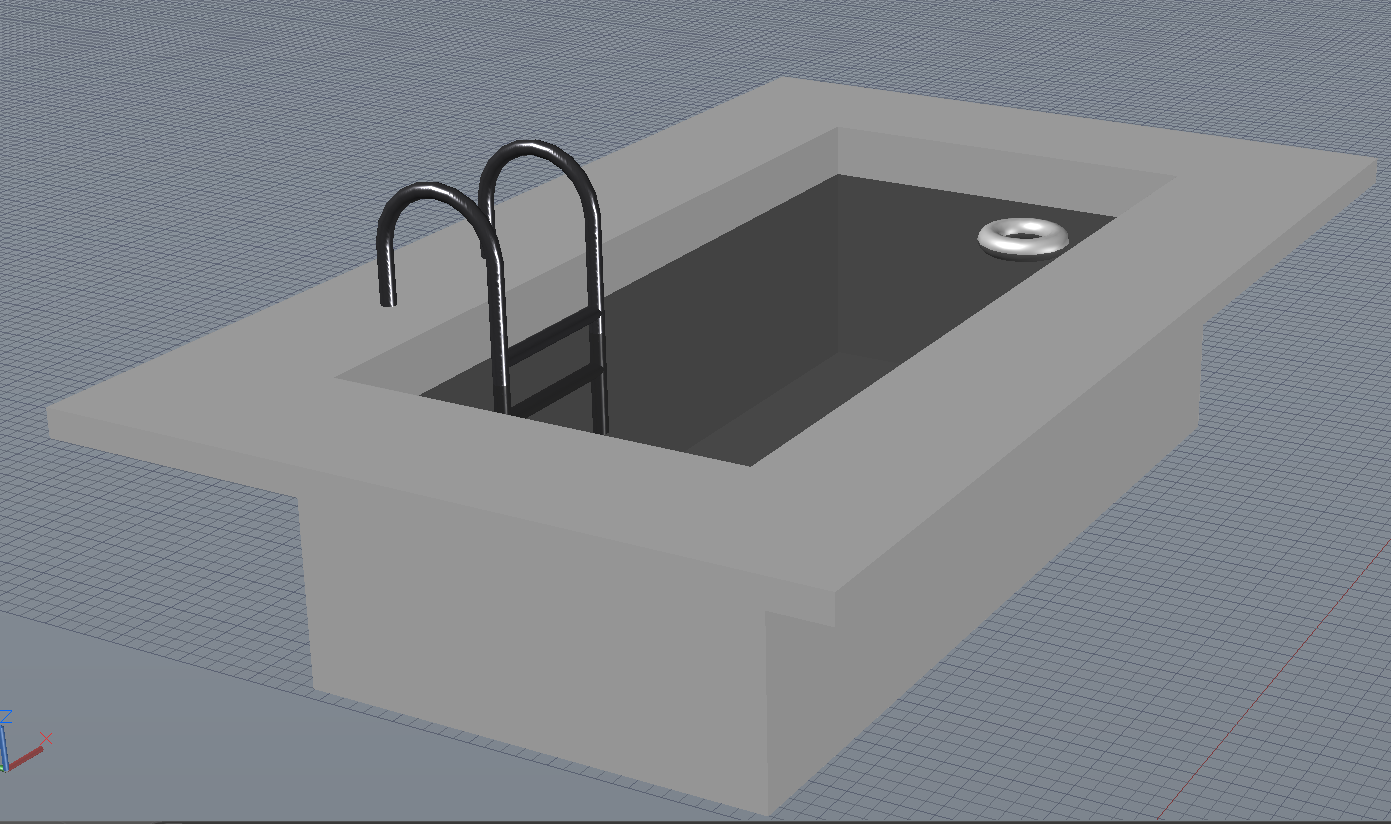 3D swimming pool AutoCAD DWG detail with modern design and layout