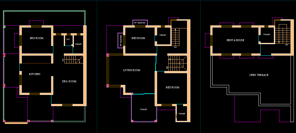 Detailed House Plan CAD Drawing in 2D Format for Architecture Design