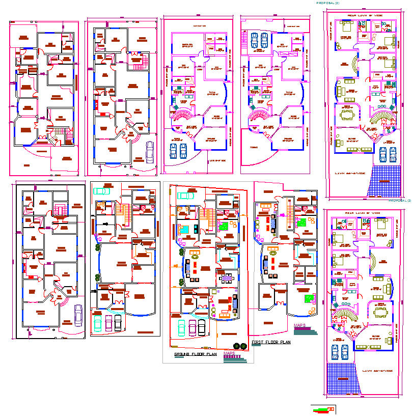 Proposed Ground Floor CAD Plan with Landscape and Parking Layout