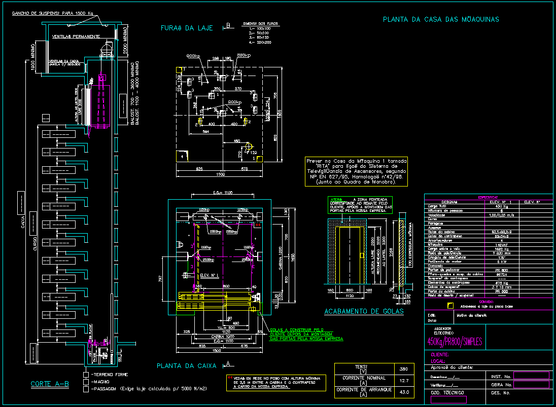 Elevator DWG Drawing File with Detailed 2D Section and Shaft Views