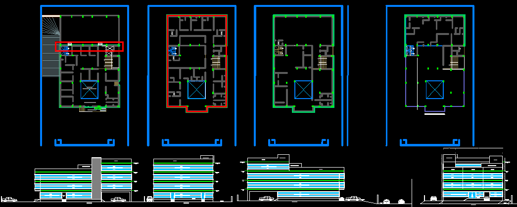 Modern Hospital Design CAD Drawing with Floor Plans and Elevation DWG