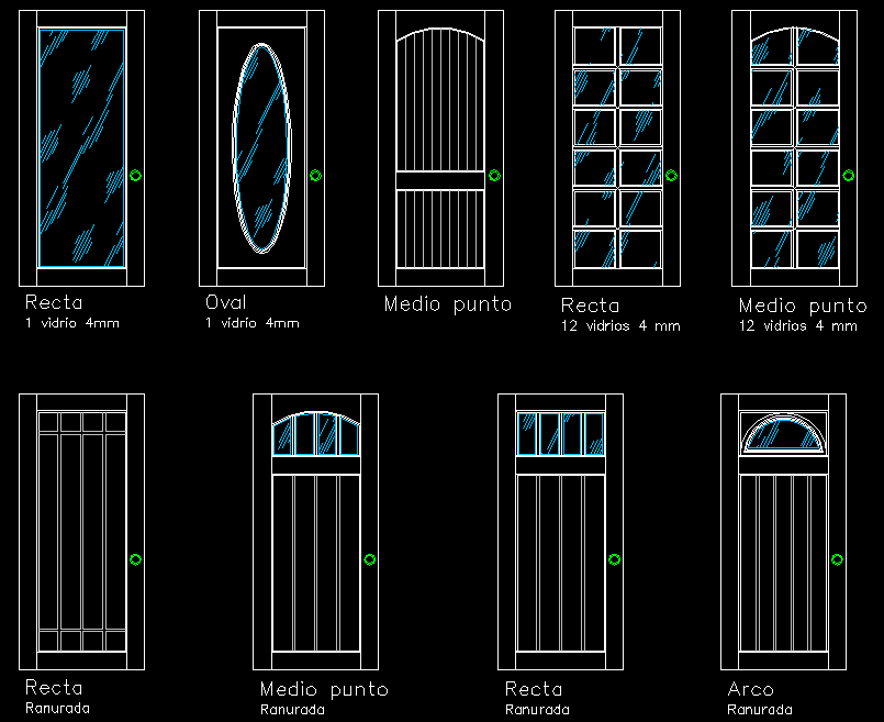White Door AutoCAD Block with Different Styles and Design Details
