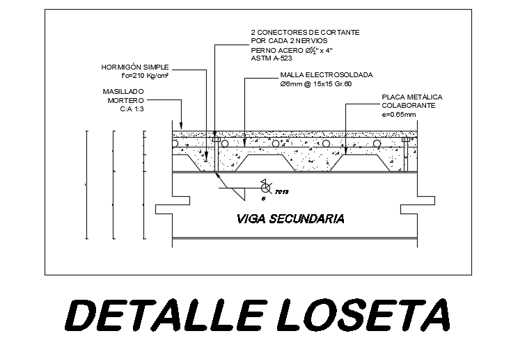 7m length of the beam longitudinal section 2d drawing