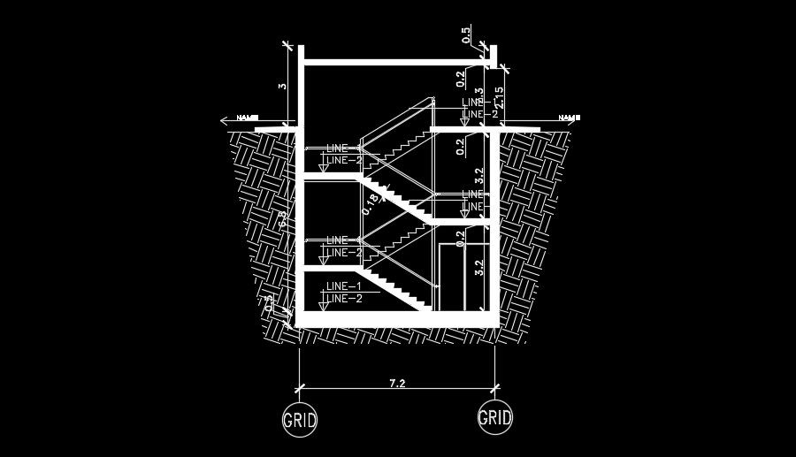 7m length of the industrial building section view