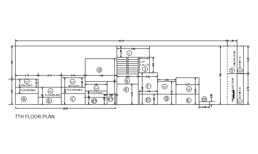 7th floor line diagram in detail AutoCAD drawing, dwg file, CAD file