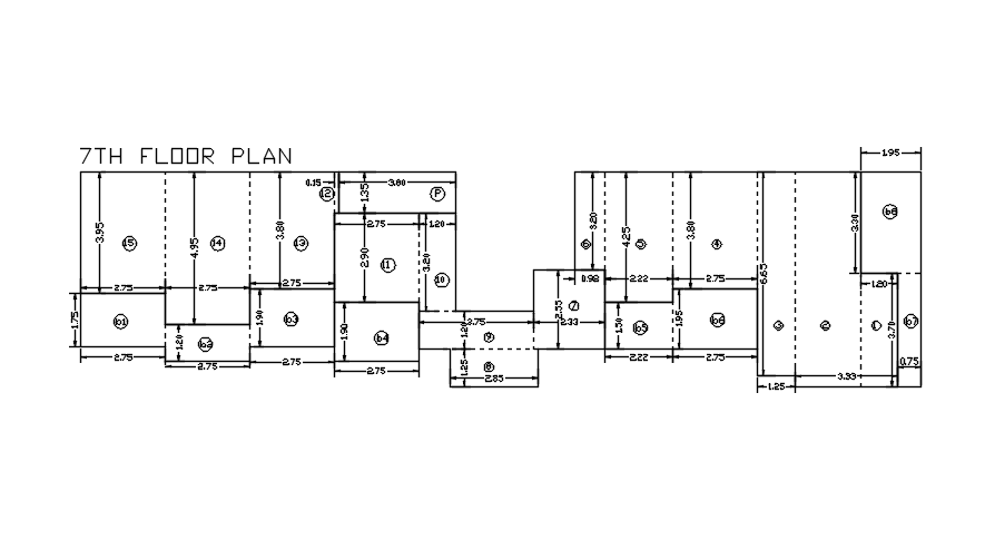 7th floor plan in detail AutoCAD drawing, dwg file, CAD file
